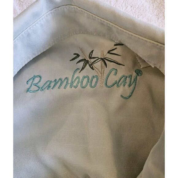 Bamboo Cay Men's Casual Hawaiian Palm Tree Embroidered Button Down Shirt Medium - Picture 6 of 7